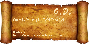 Oszlányi Dévald névjegykártya